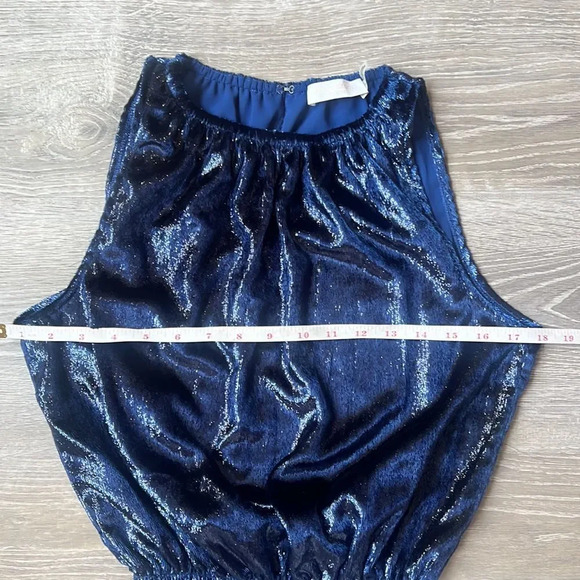 Ramy Brook Blue Shimmer Velvet Blouse - Picture 8 of 9